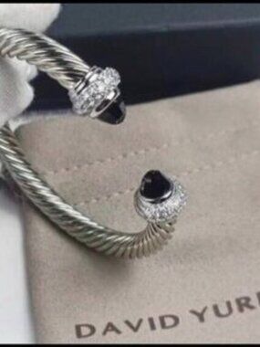 David Yurman Black Onyx Bracelet w Diamonds - 7mm